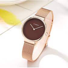 CURREN 9016 Ladies Dress Mesh Watches with Stainless Steel Simple Fashion Quartz